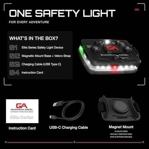 Guardian Angel Elite Safety Light - White Front & Green/Yellow Rear - color: White/Green/Yellow, size: 1-Pack