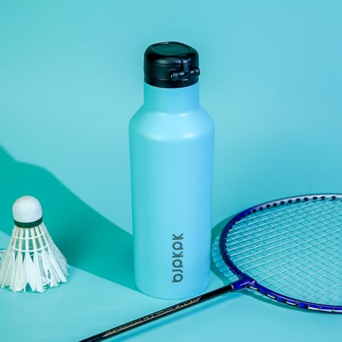 BJPKPK 17oz Insulated Thermal Water Bottle, Straw & Handle, Stainless Steel - color: Turquoise, size: 17 Ounces