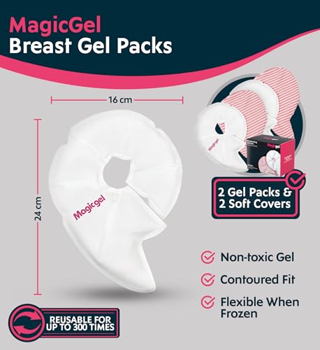 Magic Gel Luxury Breast Therapy Pack | Nipple Pads Breast Feeding Essentials for New Moms | Includes 2X Breast Ice Packs (Hot or Cold) for Breastfeeding or Breast Augmentation Post Surgery Pain Relief