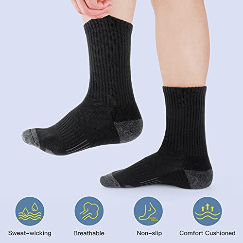 Felicigeely Athletic Crew Socks Cushioned Breathable for Men & Women 6 Pack - color: Black, size: 12-14