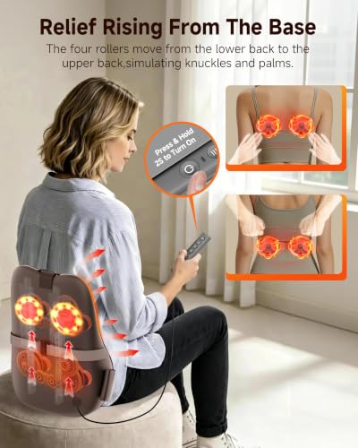 Back Massager With Heat For Pain Relief, 3D Lower Back Massager Deep Tissue - color: Brown