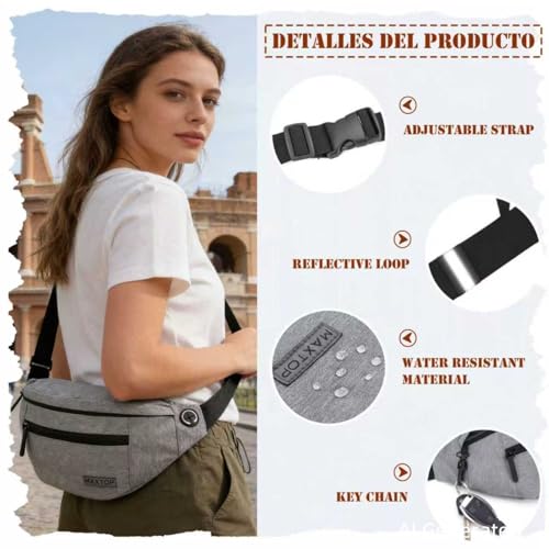Crossbody Bags for Women Men Travel Essentials Fanny Pack Belt Bag - color: Grey, size: Large