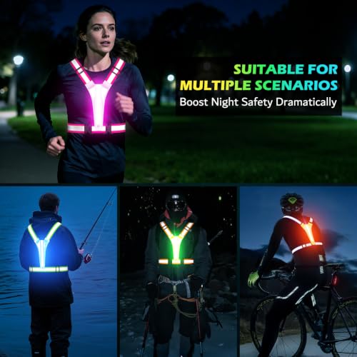 Led Light Up Running Vest Reflective Vest for runners night walking, Rechargeable Reflective Running Vest High Visibility - color: Bule
