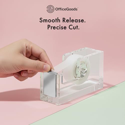 OfficeGoods Acrylic Tape Dispenser, Aesthetic and Compact Design, Silver - color: Silver