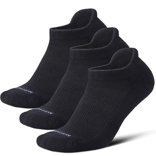 LEVSOX Ankle Compression Socks for Women and Men, Bamboo Viscose Low Cut Cushioned Athletic Running Socks - color: 3 Pairs-black, size: Small