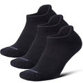 LEVSOX Ankle Compression Socks for Women and Men, Bamboo Viscose Low Cut Cushioned Athletic Running Socks - color: 3 Pairs-black, size: Small