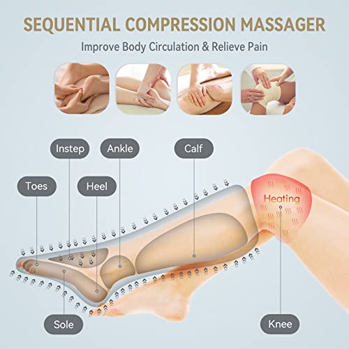 FIT KING Foot & Leg Compression Massager with Knee Heating for Circulation