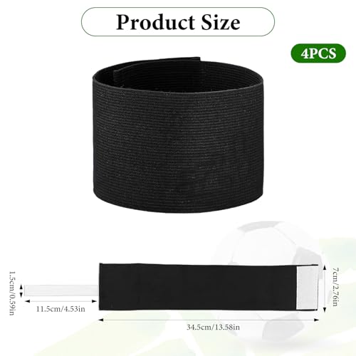 4Pcs 13.58x2.76in Arm Band Soccer Armband Black Elastic Exercise Armband Mourning Bands Elastic Adjustable Armbands for Volleyball Basketball Team Funerals, Memorial, Condolence