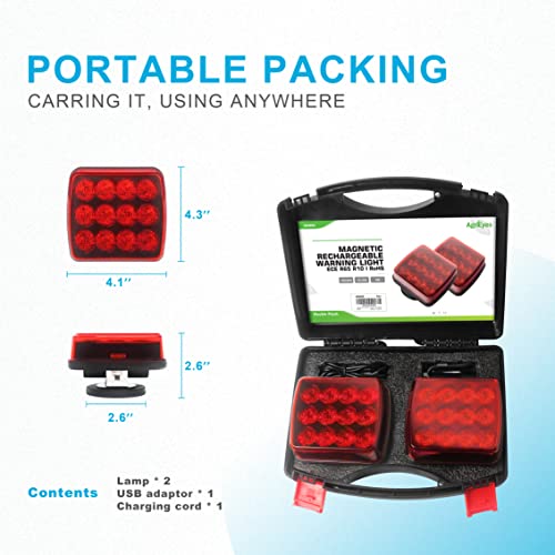 Agrieyes W02 Magnetic Flashing Lights, Wireless Strobe Lights, Red - color: Red