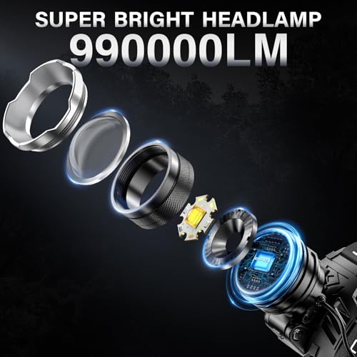 AKNEAR LED Rechargeable Super Bright Headlamp, 99000 High Lumens Head lamp - size: 1 Pack