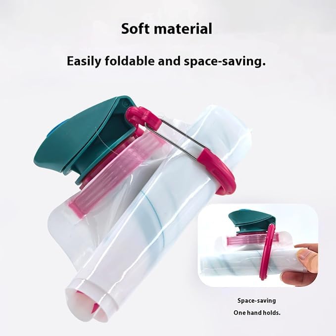 Collapsible Water Bottle, Compact Folds Flat for Hydration on the Go - color: White