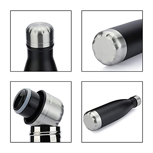 MEWAY 17oz Sport Water Bottle 12 Pack Vacuum Insulated Stainless Steel Leak-Proof Double Wall Cola Shape Water Bottle,Keep Drinks Hot & Cold (Black,12 Pack) - color: Black