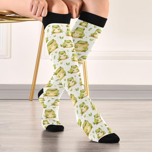 Snowflake Red Christmas Compression Sock for Women Men Funny Support Knee High Socks Running,Nurses,Travel - color: Frog Poses