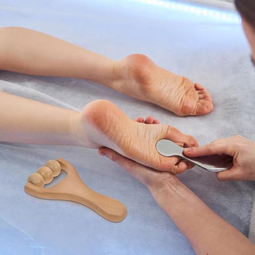 LALAFINA Wooden Massage Rollers, 4Pcs Handheld Foot Massage Tools