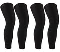 SUJAYU 2 Pairs Full Leg Compression Sleeve, Calf Compression Sleeve Women Men, Long Leg Sleeves for Basketball Running - color: Black+black, size: Large