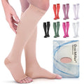 Doc Miller Open Toe Compression Socks, 20-30 mmHg, Knee High, Men & Women - color: Skin/Nude, size: Small