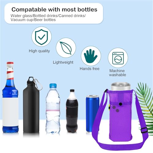 Mumufy Water Bottle Sling Holders Crossbody with Zipper Pouch Strap