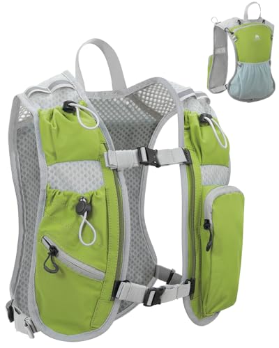 Running Vest for Women and Men, Hydration Running Backpack, Runners Vest, Hydration Vest, with Front Phone Holder, Adjustable Chest and Waist Strap - color: Lime Green, size: Only Backpack