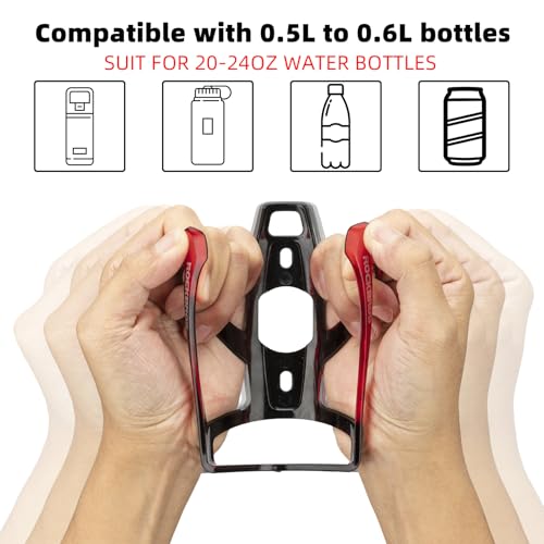 ROCKBROS Bike Water Bottle Holder Ultralight Bottle Cages with Screws Tool - color: Red-Black, size: Standard