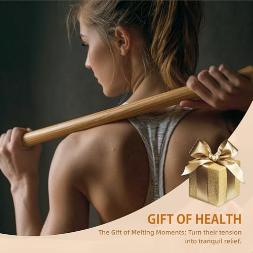 Back Pain Relief Massage Stick, Golden Nanmu Wood Massager to Pound Back- for Muscle Tightness, Fascia Release, Gua Sha, Deep Tissue Sculpting Roller