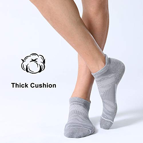 FITRELL Men's 6 Pack Ankle Running Socks Low Cut Cushioned Athletic Sports Socks 7-9/9-12/12-15 - color: Light Gray+white, size: 9-12