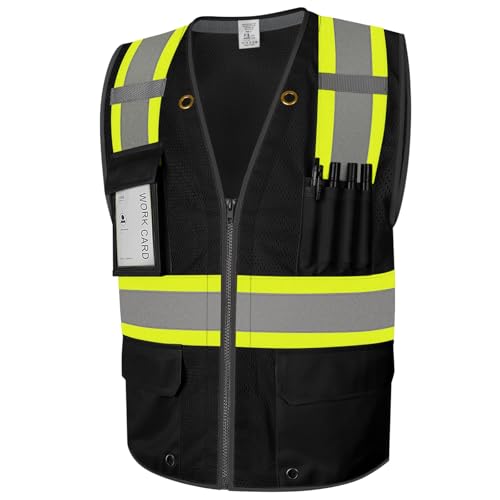 Safety Vest Mesh High Visibility Vest for Men Women, Black S - color: Black, size: Small