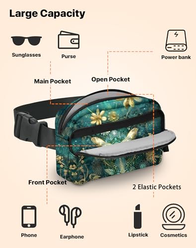 Dragonfly Fanny Pack Fashion Belt Bag Lightweight Waist Pouch with Adjustable Strap Mini Crossbody Bags for Women Travel Sports Running - color: Turquoise