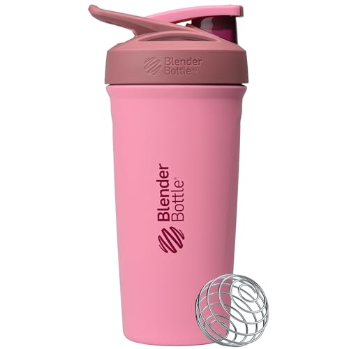 BlenderBottle Sport Flip Stainless Steel Shaker Bottle 24 oz Pink