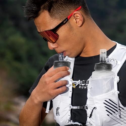 TRIWONDER Running Water Bottle Handheld Plastic Flask Hydration Vest Packs Waist Belt Replacement for Runners Marathon Cycling Hiking - color: 03 Soft Flasks - White - 350ml/11.83oz - 2 Packs