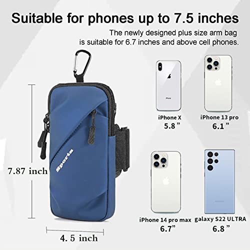Phone Holder Arm Bands, Small Crossbody Shoulder Holsters Bag with Arm Band, Fits iPhone and All Cell Phones, Use for Running, Walking, Hiking & Biking (Plus Size,Blue) - color: Blue