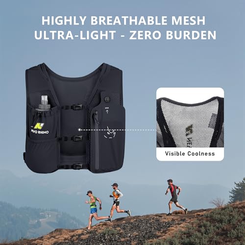 N NEVO RHINO Running Vest with 350ML TPU Soft Flask,Adjustable Chest Straps - color: Black