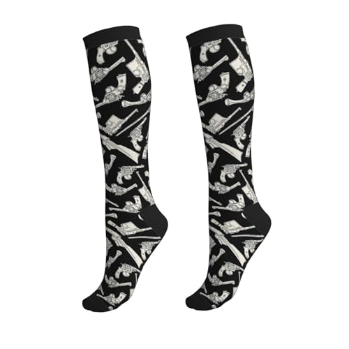 Compression Socks, Unisex 15-20 mmHg Knee High Support Socks - color: Gun