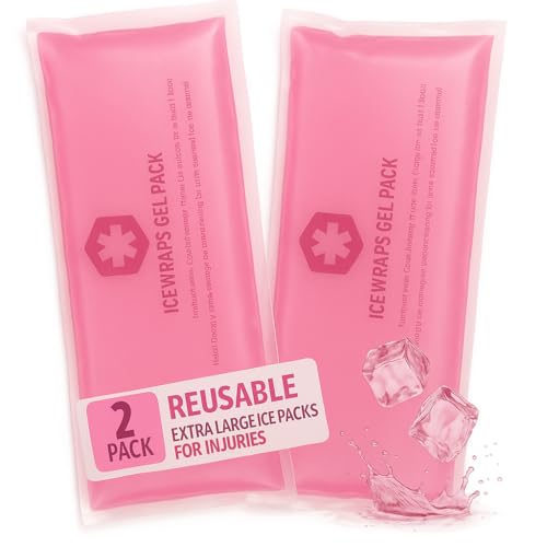 ICEWRAPS 6"x12" Flexible Extra-Large Gel Reusable Ice Packs, 2 Pack - Pink - size: 6"x12", style: Pink - 2Pack