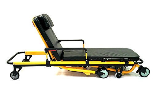 MS3C-200S Professional Ambulance Stretcher, IV Pole, One Man Loading, Collapsable Side Rails, Weight Capacity 350 lbs