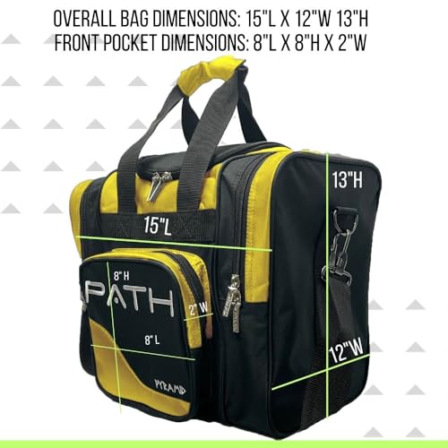 Pyramid Path Pro Deluxe Single Bowling Ball Tote - Holds One Ball, One Pair Shoes Up to Mens 15 - color: Yellow