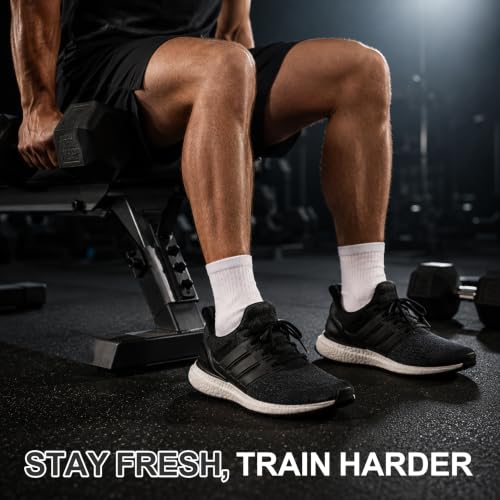 Men's Cushioned Ankle Socks, Athletic Running Gym Socks 6 Pairs - color: 6 Pairs Pure White, size: 8-10