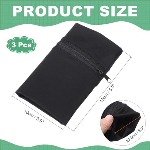uxcell Wrist Pouch Wrist Wallet Sports Wristband Wallet with Zipper Pocket for Running Jogging Cycling Yoga - color: Black