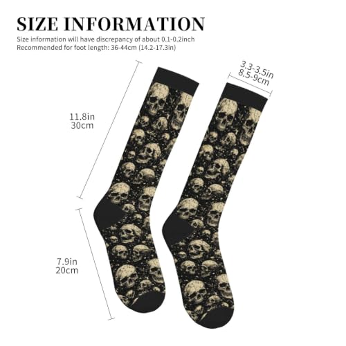 Compression Socks Knee High Circulation Support Socks For Women Men Athletic Running Hiking Cycling - color: Skull