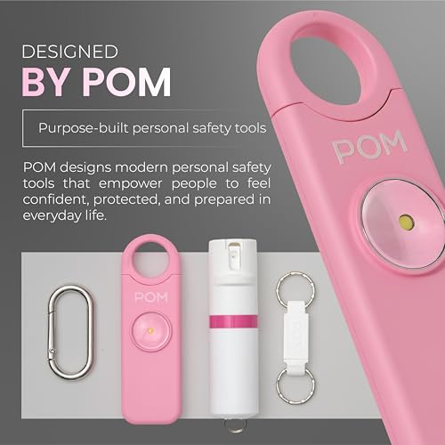 POM Personal Safety Alarm for Women – 130dB Loud Emergency Siren, USB-C Rechargeable with Bright LED Flashlight, Portable Keychain Design for Self Defense, Purse, Backpack & Travel (Pink) - color: Pink