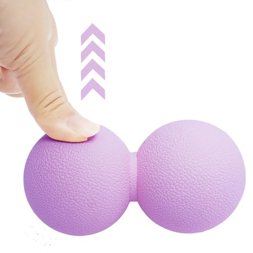 Double Lacrosse Peanut Massage Ball for Deep Tissue Pain Relief - Micro-Elastic Myofascial Roller Ball for Back and Neck, Foot and Physical Therapy (Purple) - color: Purple