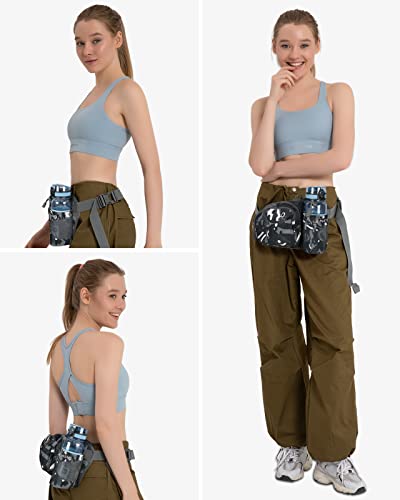 WATERFLY Fanny Pack Waist Bag: Waist Pack for Women Men with Water Bottle Holder Hiking Fanny Pack for Running Walking DogWalking Travel Cycling - color: Camouflage black