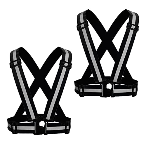 Reflective Vest, High Visibility Safety Vest Straps Reflective Gear for Night Running Walking Cycling for Men Women Kids - color: 2 Black