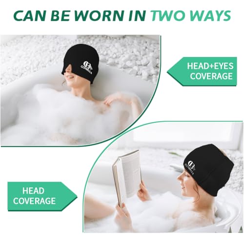 Migraine Relief Cap, Soothing Headache Ice Face Mask Products - color: Black+green