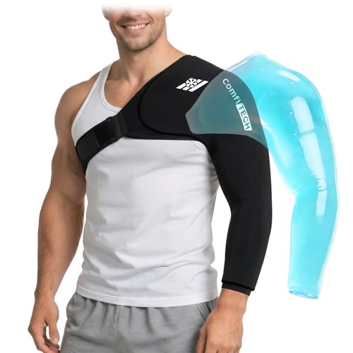 ComfiTECH Reusable Shoulder Arm Ice Pack Wrap for Pitcher & Recovery, XL - size: Extra Large, style: Black