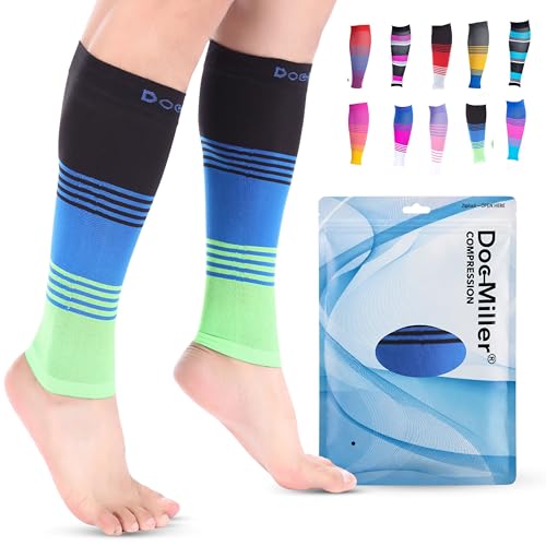 Doc Miller Calf Compression Sleeve 20-30 mmHg for Men & Women, 1 Pair - color: Black.Blue.Green, size: Small