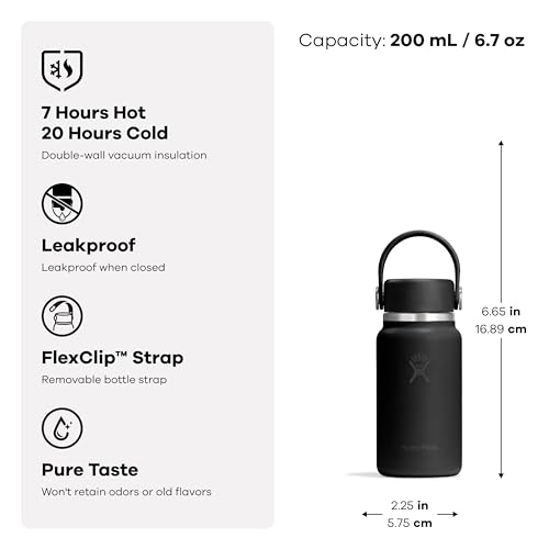 Hydro Flask Micro Bottle - Insulated Mini Leak Proof Flask for Purse or Pocket in 6.7 Oz Capri Blue - color: CAPRI BLUE