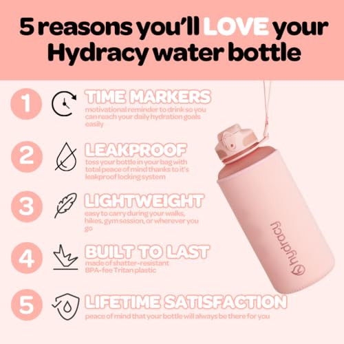Hydracy 2L Large Water Bottle, Shatterproof, BPA Free Tritan Plastic, Leakproof, Zero Condensation, With Detachable Carry Strap, Spillproof Lid, Convenient Silicon Spout, Ideal for Gym, Yoga - color: Rose Gold, size: 64 oz