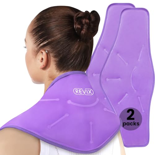 REVIX Ice Packs for Neck & Shoulder Discomfort, Gel Cold Wraps Reusable - style: Neck Purple-2 Pack