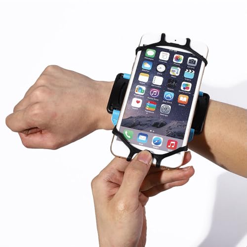 Wristband Cell Phone Holder, 360 Rotatable Running Forearm Armband for 4.7-6.7 Inch Smartphones, Compatible with iPhone 16 Pro/15/Pixel 9a/9 Pro/8a/Samsung Galaxy/Motorola Moto/Blu Phones (Blue)