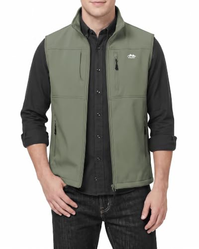 WULFUL Men's Lightweight Golf Vest Windproof Outerwear Sleeveless Jacket - color: Army Green, size: Medium
